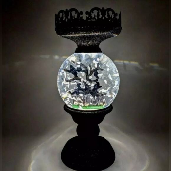HALLOWEEN CEMETERY PEDESTAL WATER GLOBE CANDLE HOLDER by Bath and Body Works - Picture 1 of 6